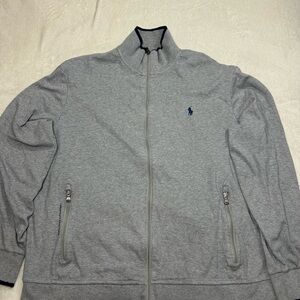Polo Ralph Lauren Track Jacket Men XL Gray Performance Cotton Full Zip Casual